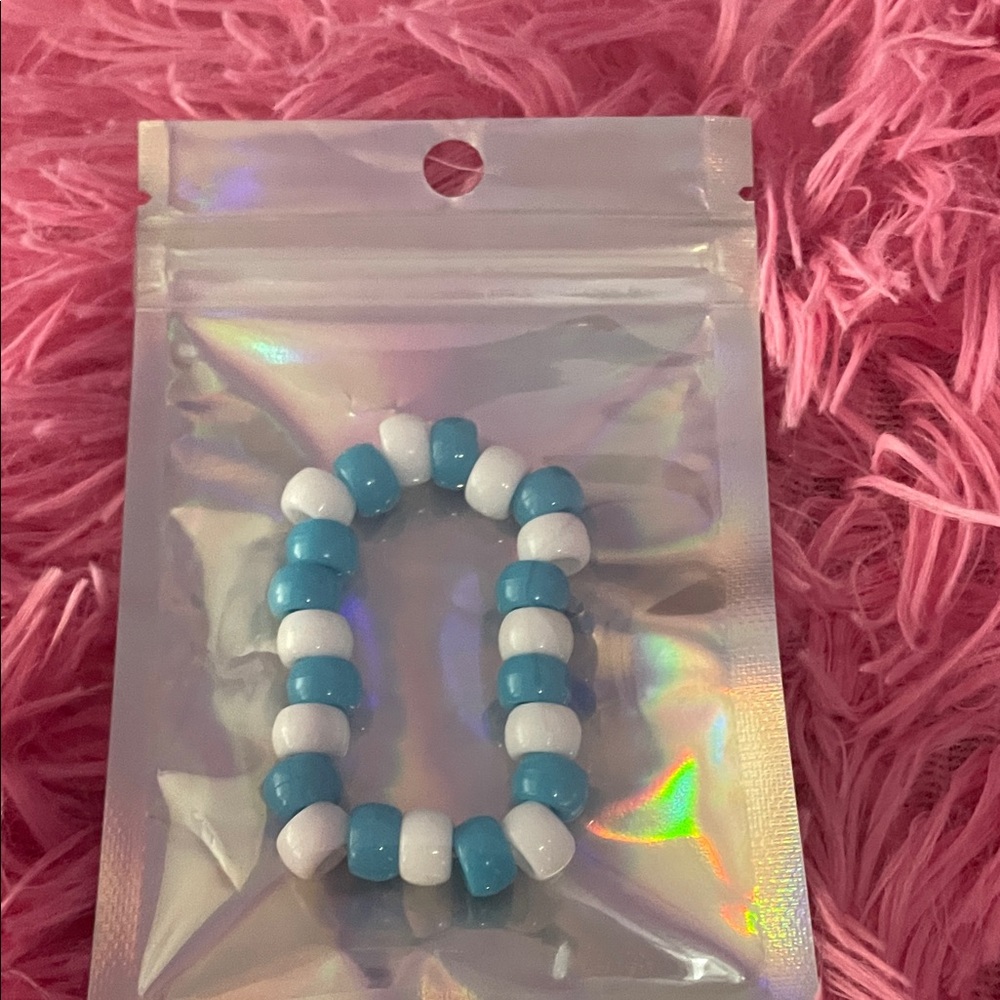 Blue and White Beaded Kids Bracelet